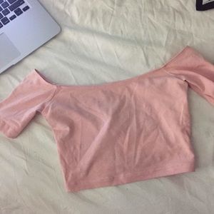 Pink off shoulder AA crop top