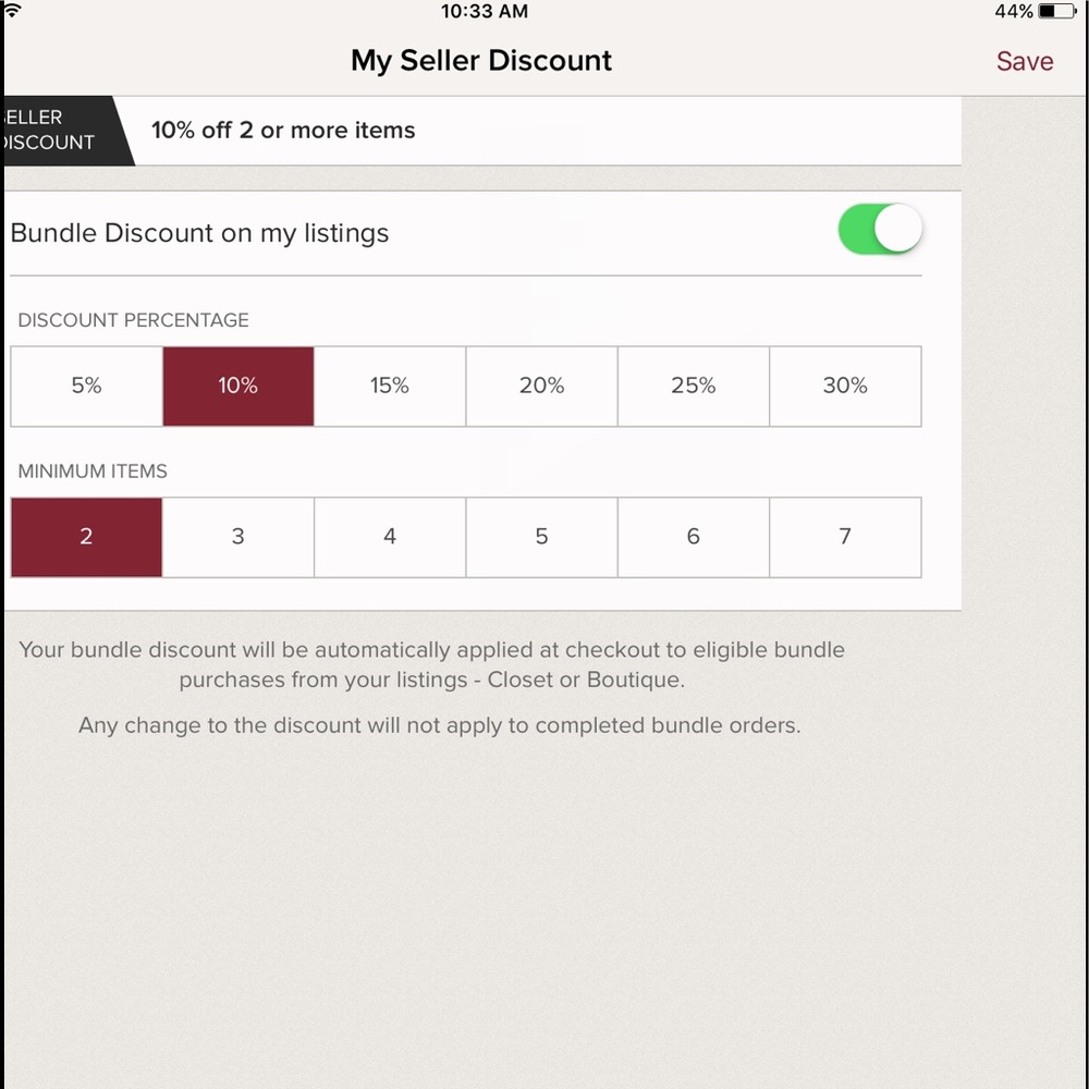 My seller discount!