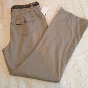 Belted khaki casual pants