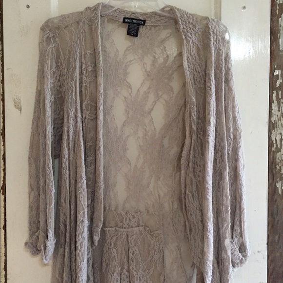 Sweaters - Gray lace cardigan