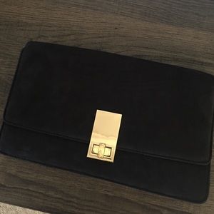 Black suede express clutch