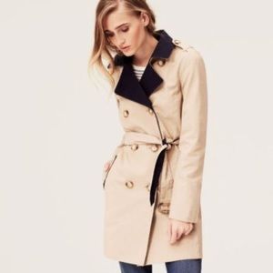 LOFT Colorblock Cotton Twill Trench Coat