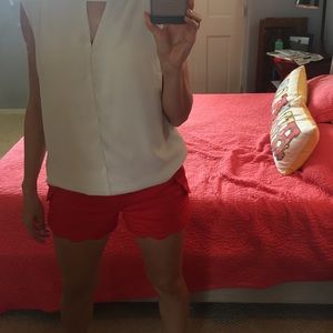 Red scalloped shorts