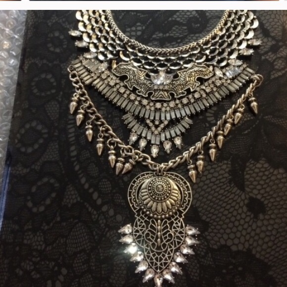Tribal Layered Stacked Statement Necklace - Picture 2 of 3