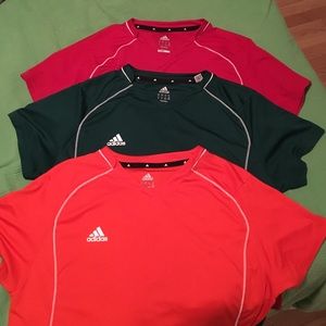 Lot of 3 Women's Adidas Climacool v-neck shirts.