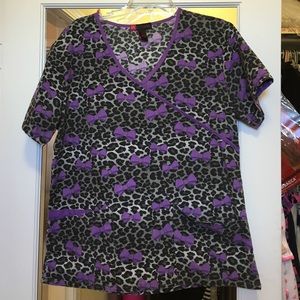 Purple leopard scrub top
