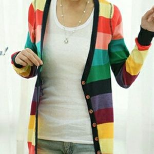 Colorful striped cardigan sweater