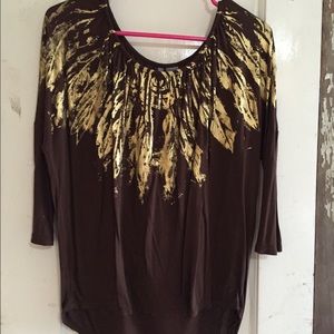 Brown with gold embellishment hi lo top
