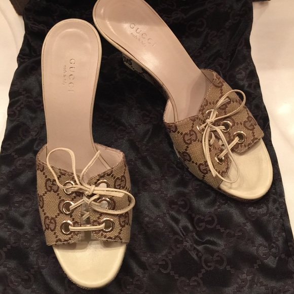 💯%Authentic Gucci monogram mules