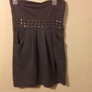 Rue 21 strapless grey studded dress with pockets