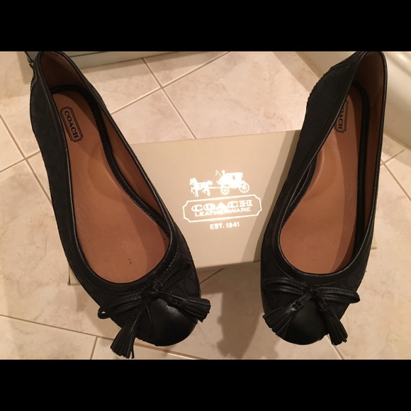 Coach black tassel flats