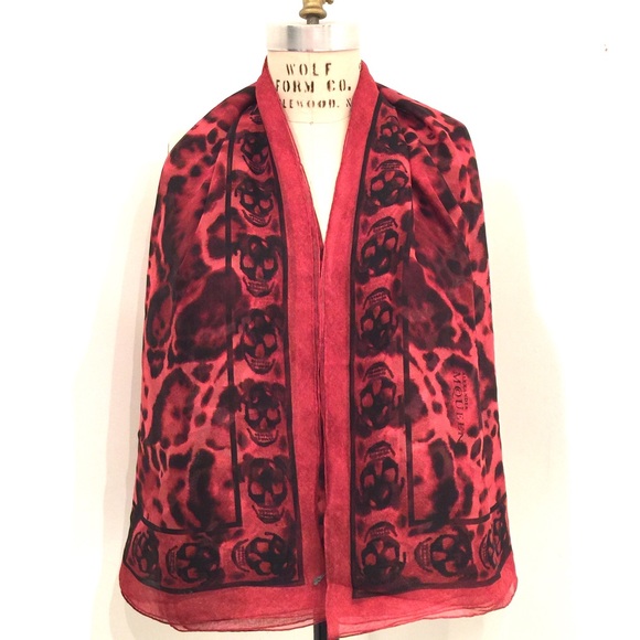 Alexander McQueen Skull Silk Chiffon Scarf