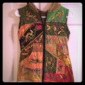 Embroidered Zip-Up Vest