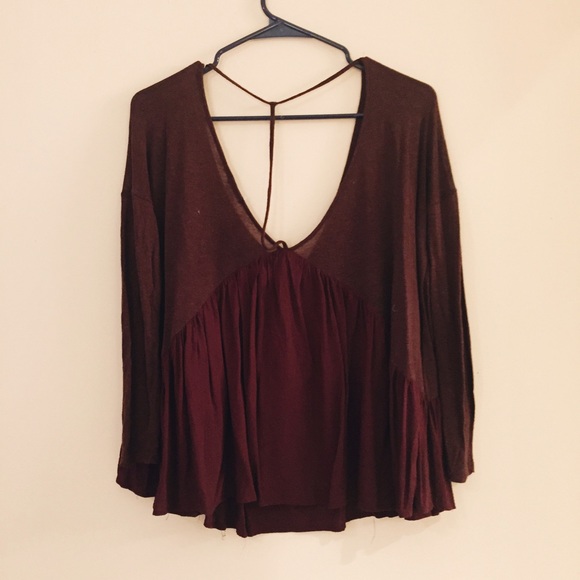 Urban Outfitters Deep V Maroon Blouse