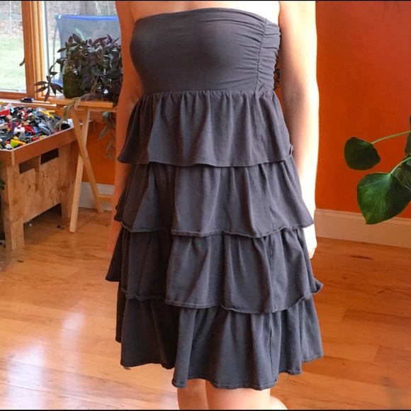 J. Crew Dresses & Skirts - J. Crew strapless ruffle dress, charcoal.