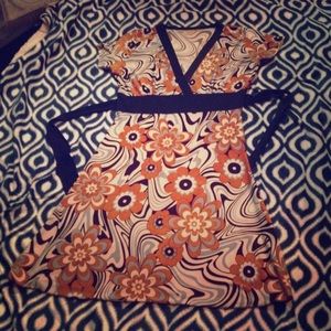 Orange and Black Floral Dress