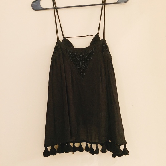Urban Outfitters Black Tassel Swing Tank