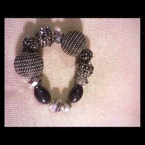 Silver and black fashion bracelet