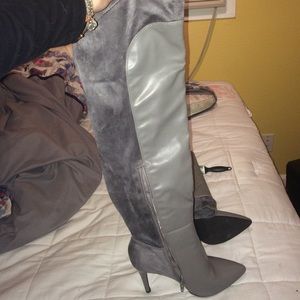 Almost new grey knee high boots from shoe dazzle