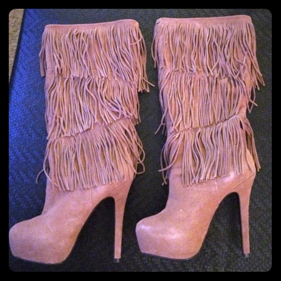 Stiletto Camel Fringe Boot