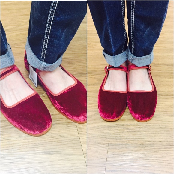 Urban Outfitters "ballerina" velvet shoes.