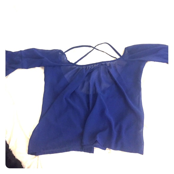Off the Shoulder Royal Blue Blouse!