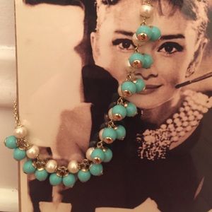 Jcrew Blue and Cream Bubble Necklace