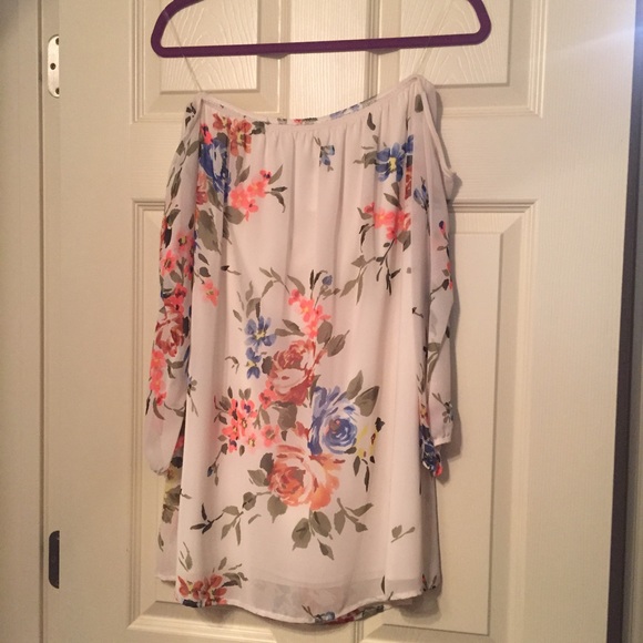 Floral cold shoulder dress