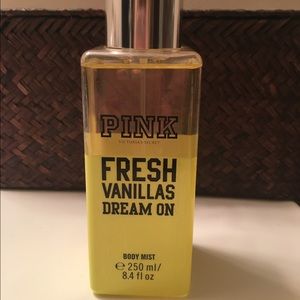 PINK body mist in Fresh Vanilla.