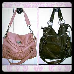 Two handbags mauve and brown hobo