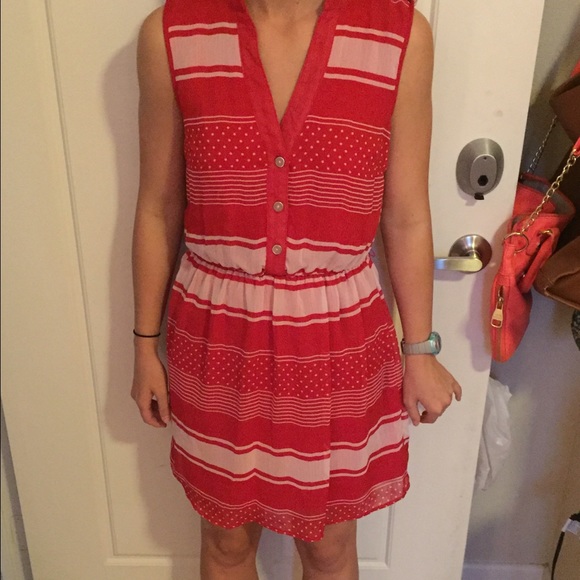 Red and white striped dress
