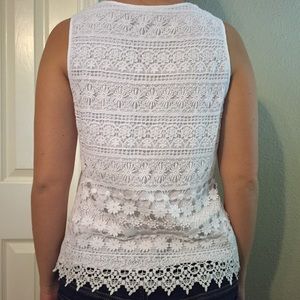 White lace back tank