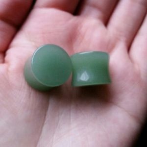 Aventurine Plugs + stainless steel tunnels
