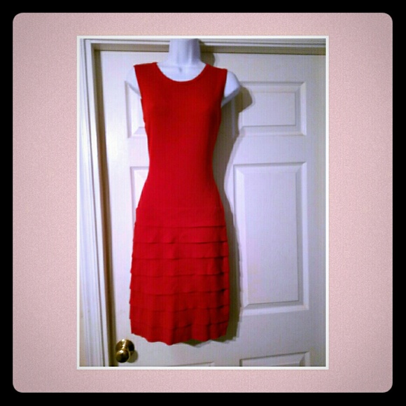 Calvin Klein Dresses & Skirts - Calvin Klein red sleeveless tiered knit sweater