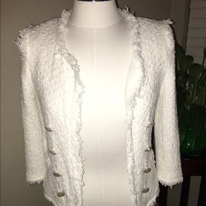 Zara White Boucle Blazer