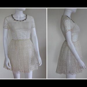 Vintage 50's Mesh Embroidered Lace Mini Dress