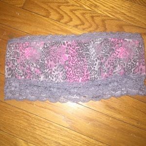 Victorias Secret Pink Bandeau In Gray Animal Print