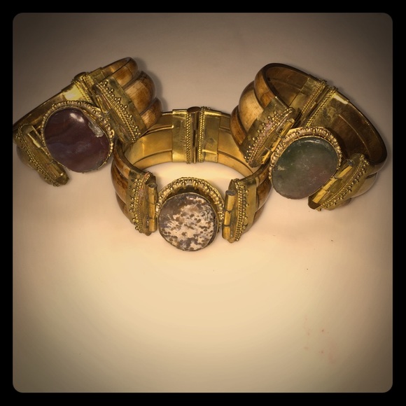 3 Rustic Boho Bangles with screw closure