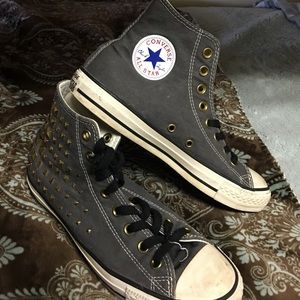Distressed studded converse all stars