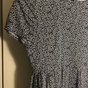 Dark Blue Floral Babydoll Dress