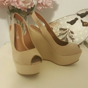 Aldo Peep Toe Nude Wedges