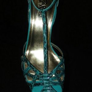 Snakeskin strappy heels