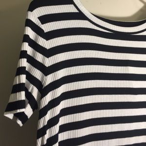 Stripe Long Top/ Slit Dress