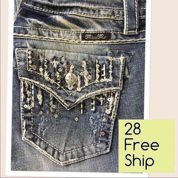 New Miss Me Embellished easy Bootcut Jeans 28
