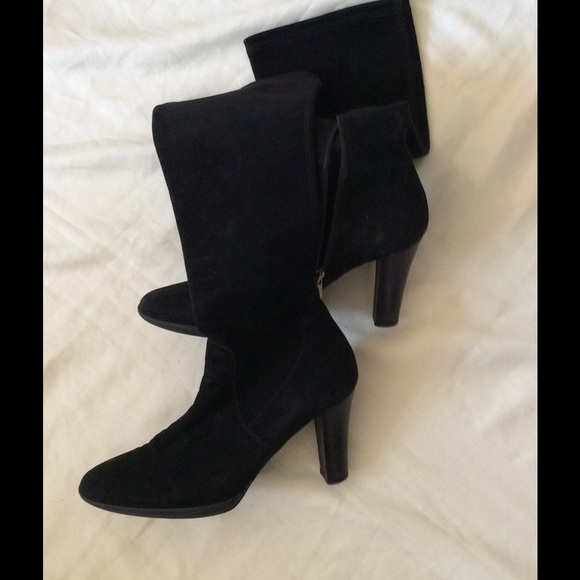 Black suede boots 3 inch heel sz 8