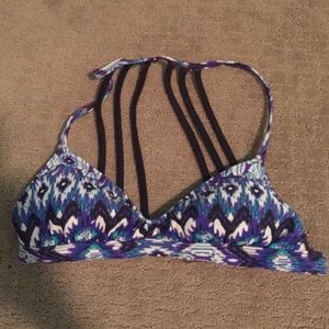 printed bikini top with strait back