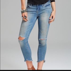 Free People Destroyed Ankle Cut-Off Jeans