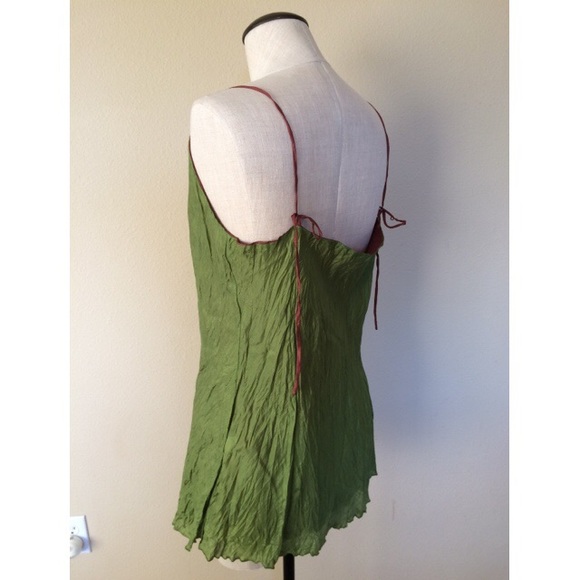 NWOT 100% Silk Reversible Green & Brown Camisole