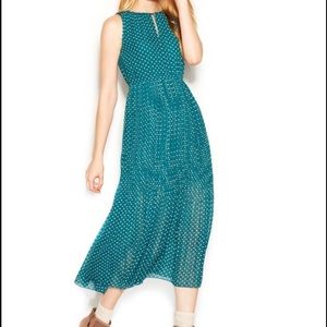 Maison Jules Green and Polka Dot Midi Dress Sz M