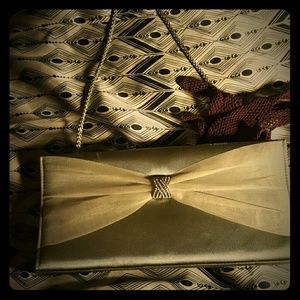 Vintage Preston & York silver clutch and gloves